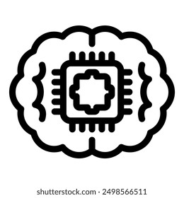 Icono de contorno en negrita simple que representa la inteligencia artificial y el aprendizaje automático