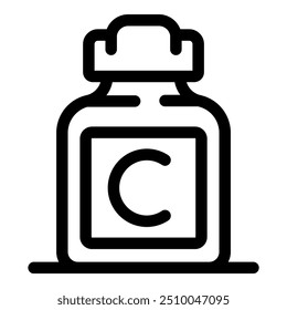 Simple bold outline icon representing a bottle of vitamin c supplement