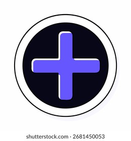 Um símbolo de sinal de adição simples, em negrito, apresentado claramente em um fundo branco limpo, ideal para várias aplicações de design.