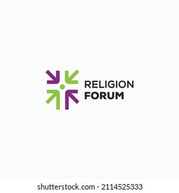 einfache, mutige Religion Forum Logo Business Vektordesign Konzept Ideen. Markensymbol-Logo, Vektordesign-Vorlage einzeln auf weißem Hintergrund. 