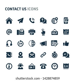 Iconos vectoriales sencillos relacionados con el sitio web y el contacto en línea. En este conjunto se incluyen símbolos como el método de contacto y el formulario de contacto.  vector editable, todavía se ve perfecto en tamaño pequeño.