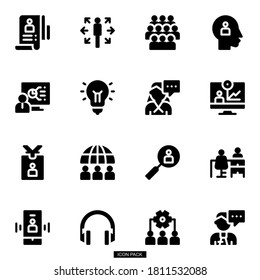 Iconos vectoriales sencillos en negrita relacionados con la empresa de inicio. En este conjunto se incluyen símbolos como negocios, sitios web y otros elementos relacionados con la puesta en marcha. Vector editable, todavía se ve perfecto en tamaño medio.