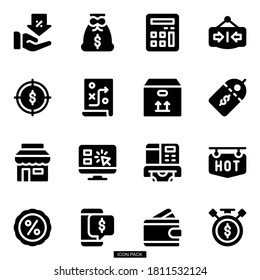 Simple bold vector icons related to start-up company. Symbols such as business, website and other start-up related items are included in this set. Editable vector, still looks perfect in medium size.