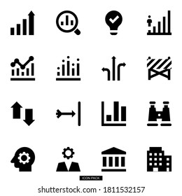 Iconos vectoriales sencillos en negrita relacionados con la empresa de inicio. En este conjunto se incluyen símbolos como negocios, sitios web y otros elementos relacionados con la puesta en marcha. Vector editable, todavía se ve perfecto en tamaño medio.