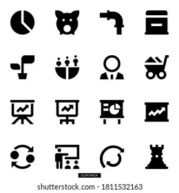 Simple bold vector icons related to start-up company. Symbols such as business, website and other start-up related items are included in this set. Editable vector, still looks perfect in medium size.