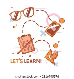 Simple bold vector icons related to learning  education. Symbols such as source programs, media equipment  education are included.