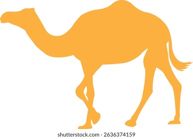 Uma ilustração vetorial simples e em negrito com uma silhueta de camelo laranja. O estilo limpo e minimalista torna-o perfeito para branding, projetos culturais, temas de viagens e materiais de marketing.