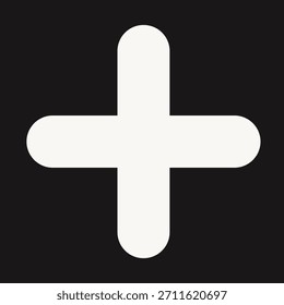 Um sinal de adição branco simples e em negrito centralizado em um plano de fundo preto sólido, representando adição, positividade ou criação.