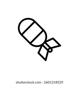Simple bomb icon displayed in black and white, ideal for use in web designs or graphic elements to represent danger or a warning.