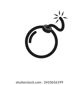 Simple Bomb icon vector illustration on a White background. Flat design style. vector bomb icon, bomb icon Eps10. bomb icons and symbols.