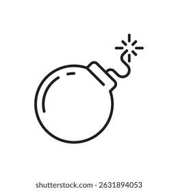 Ilustração simples do vetor da bomba. Ícone de bomba em estilo linear sobre fundo branco 