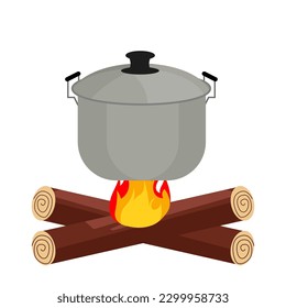 Simple bonfire camping equipment element collection in flat illustration, this element will create a fresh atmosphere, simple cute fun and elegant vector design.