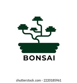 simple bonsai plant silhouette logo vector