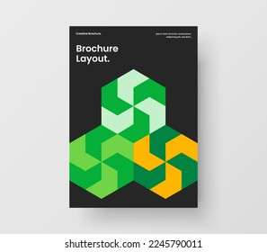 Simple book cover A4 design vector layout. Vivid mosaic tiles poster concept.