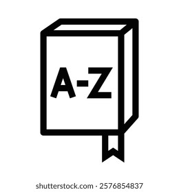 Simple book icon with A-Z label on the cover. Editable stroke.