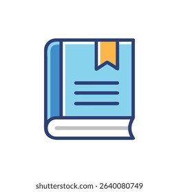 Simple book icon with bookmark, flat vector illustration