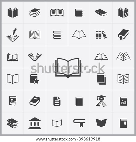 Simple book icons set. Universal book icon to use in web and mobile UI, set of basic UI book elements
