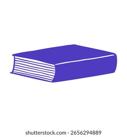 Simple book illustration. Closed book with visible pages. Graphic vector hand drawn element 