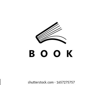 Simple Book Logo with Monochrome Concept. Design in Trendy Flat Isolated on White Background. This Logo Ideal for Library, Book Store, Reader Community, etc. Vector Illustration.