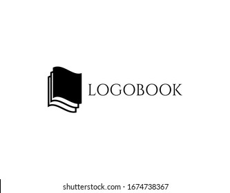 Simple Book Logo with Monochrome Concept. Design in Black Style Isolated on White Background. This Logo Ideal for Library, Bookstore, Publishing Company, Etc. Vector Illustration.