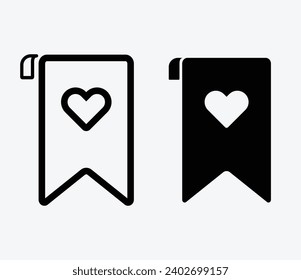 simple book mark wish list save love heart shape black vektor
