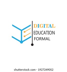 simple book outline digital logo education design template illustration
