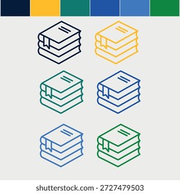 Vector de conjunto de iconos de contorno de libro simple.