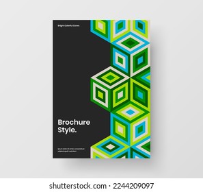 Simple booklet A4 vector design illustration. Abstract mosaic hexagons placard layout.