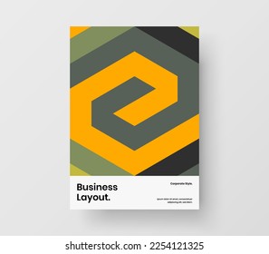 Simple booklet A4 vector design concept. Bright geometric tiles poster layout.