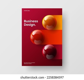 Simple booklet A4 vector design concept. Minimalistic 3D balls company identity template.