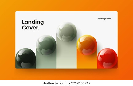 Simple booklet vector design illustration. Creative 3D balls site template.