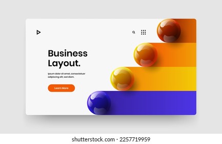Simple booklet vector design layout. Fresh realistic spheres website template.