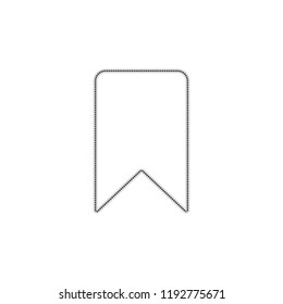 simple bookmark icon. Dotted outline silhouette with shadow on white background