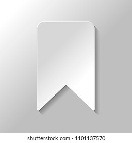 simple bookmark icon. Paper style with shadow on gray background