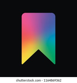simple bookmark icon. Rainbow color and dark background