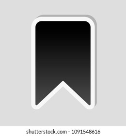 simple bookmark icon. Sticker style with white border and simple shadow on gray background