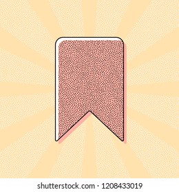 simple bookmark icon. Vintage retro typography with offset printing effect. Dots poster with comics pop art background