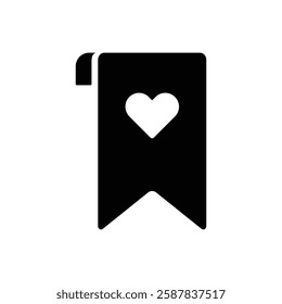 simple bookmark wishlist save with love heart shape black icon