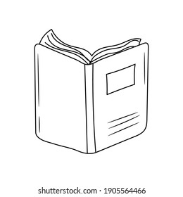 Simple books, black and white Line art vector illustration