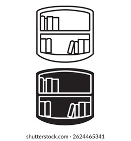 simple bookshelf icon. minimalist vector format. logos, stickers, merchandise, and user interface elements