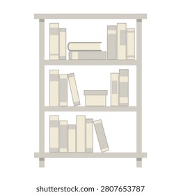 A simple bookshelf with multiple books on three shelves, perfect for education or library settings