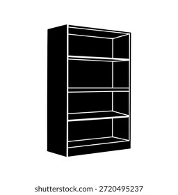 Vetor de silhueta de prateleira simples ou de rack de armazenamento para organização de escritório e design de móveis de biblioteca doméstica