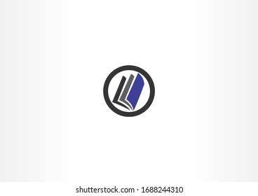 Simple bookstore vector logo design in round circle concept