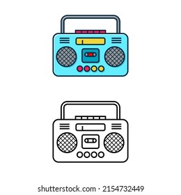 Simple boombox vector illustration in black and colorful version isolated on white background. Boombox icon