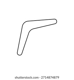 Diseño plano simple del Vector del icono del contorno del boomerang en el fondo blanco.