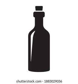 Simple bordeaux glass bottle with cork flat vector icon for apps and websites