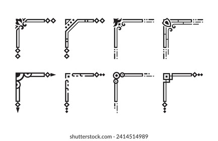 Einfache Eckrahmen-Dekoration, arabisch-islamische geometrische Ecke, Vektorgrafik