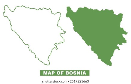 Simple Bosnia Outline Flat Map vector illustration set