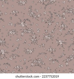 Simple botanical background. Seamless vector pattern. Vintage print with small inflorescences. Collection of retro textiles.