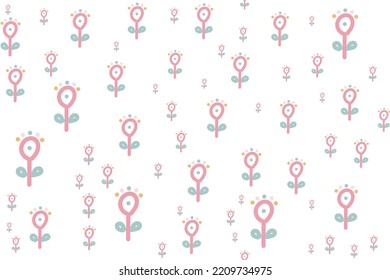 Simple botanical ditsy On White Background seamless patterns vector illustration design It's a form created by freehand merging. Create beautiful fabric patterns designed for print 